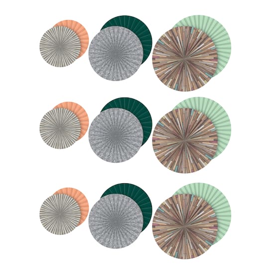 Teacher Created Resources Green, Pink, & Teal Hanging Paper Fans, 3 Packs of 3